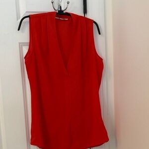 Sleeveless Orange V-Neck Women's Top